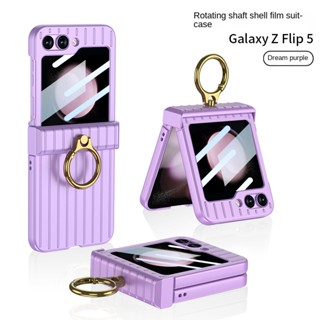 เคสโทรศัพท์มือถือ PC แบบแข็ง กันกระแทก พร้อมแหวนขาตั้ง สําหรับ Samsung Galaxy Z Flip 5 Flip5 5G