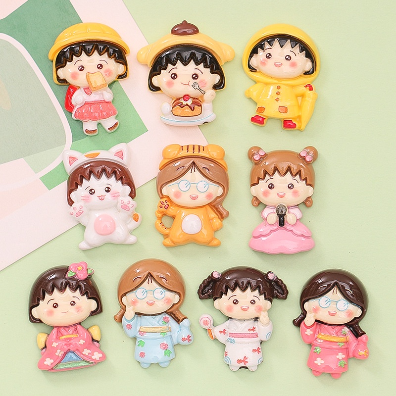 แผ่นกาวเรซิ่น รูปการ์ตูนเด็กผู้หญิงน่ารัก สําหรับติดตกแต่งเคสโทรศัพท์ diy