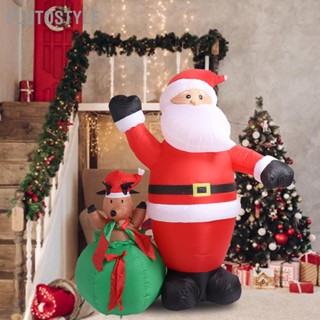 PLUTOSTYLE คริสต์มาส Inflatable Decor 6.2ft Santa และ Deer IP44 กันน้ำพร้อมไฟ LED พัดลมตกแต่งลานสำหรับเทศกาล