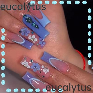 Eucalytus1 เล็บปลอม แบบยาว หัวเหลี่ยม ใช้ซ้ําได้ สําหรับผู้หญิง