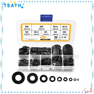 Teath แหวนรอง แบบแบน ชุบสังกะสี สีดํา 9 ขนาด M2 M2.5 M3 M4 M5 M6 M8 M10 M12 684 ชิ้น