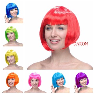 Daron วิกผมบ๊อบสั้น ตรง ระบายอากาศ สีฟ้า สีชมพู สําหรับปาร์ตี้ฮาโลวีน เทศกาลคริสต์มาส