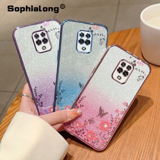 เคสโทรศัพท์มือถือแบบนิ่ม ลายดอกไม้ แวววาว สําหรับ Xiaomi Redmi Note 9 Pro Max 9S 10 Lite 10X 4G