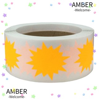 Amber สติกเกอร์ฉลากกระดาษ ลายดาว มีกาวในตัว สีส้ม ขนาด 1 นิ้ว สําหรับตกแต่งออฟฟิศ