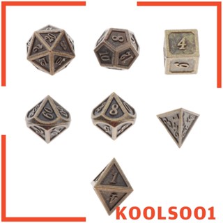 [Koolsoo1] ชุดลูกเต๋าโลหะ หลายเหลี่ยม d4 d6 d8 d10 d10 d12 และ d20 7 ชิ้น