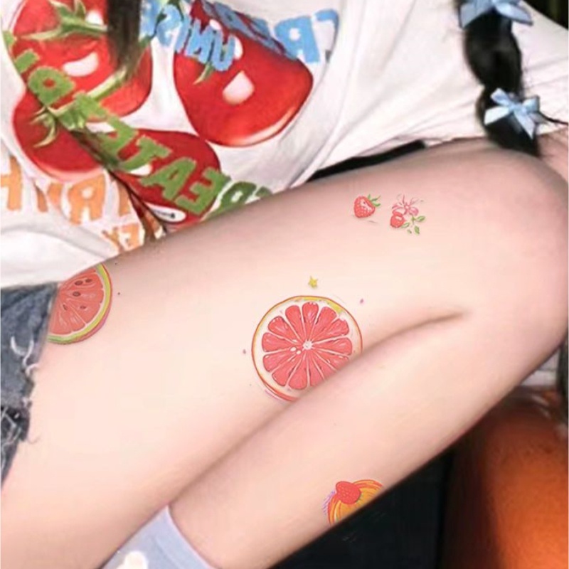 สติกเกอร์รอยสักชั่วคราว ลายผลไม้น่ารัก กันน้ํา 7 วัน รูปที่ 5