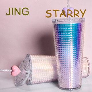 Starry แก้วน้ําไล่โทนสีรุ้ง พร้อมหลอดดูด และฝาปิด 775 มล.