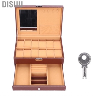 Disuu Jewelry Storage Box 2-Layer PU Leather Necklace Watches Organizer Container GP