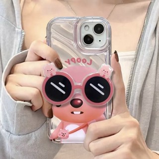 เคสโทรศัพท์มือถือ แบบนิ่ม ลาย Loopy beaver Pororo สีชมพู มีป็อบอัพ สําหรับ IPhone 11 12 13 14 Pro MAX X XR XS MAX