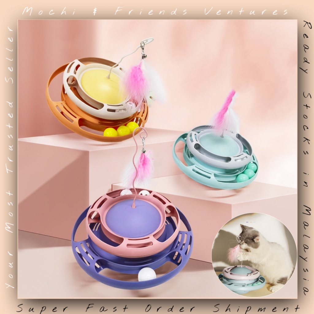MNF Cat Teaser 3 in 1 Cat Tower พร้อม Interactive Ball 2 Level Tower Cat Teaser Holder 三合一猫玩具