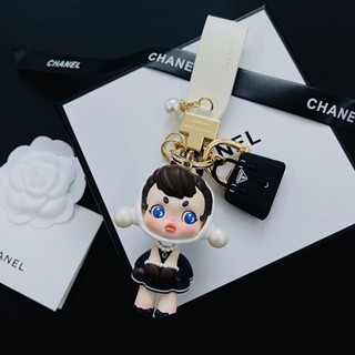 ของแท้ พวงกุญแจรถยนต์ จี้ชาแนลน่ารัก สร้างสรรค์ ระดับไฮเอนด์ ของขวัญสําหรับแฟนสาว