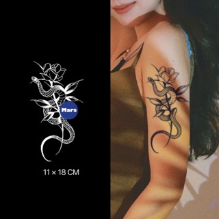 【Mars Tattoo】ใหม่ สติกเกอร์รอยสักชั่วคราว ลายดอกกุหลาบงู กึ่งถาวร 2 สัปดาห์ ติดทนนาน D237