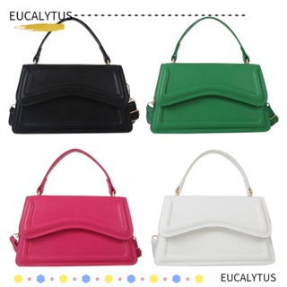 Eutus กระเป๋าสะพายไหล่ กระเป๋าถือ หนัง PU สีพื้น แฟชั่นสําหรับสตรี