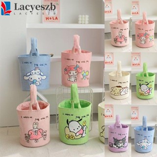 Lacyeszb กระเป๋าเครื่องสําอาง ผ้าลูกฟูก ลายการ์ตูน Kuromi Cinnamoroll แบบพกพา สไตล์เกาหลี สําหรับผู้หญิง