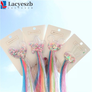 Lacyeszb กิ๊บติดผม ผ้าเรยอน ประดับเลื่อม รูปดาว สีรุ้ง เครื่องประดับ สําหรับเด็กผู้หญิง