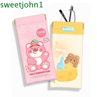 Sweetjohn กระเป๋าเครื่องสําอาง กระเป๋าแว่นกันแดด หนัง PU ลายการ์ตูนหมี ปิกาจู คุโรมิน่ารัก สไตล์เกาหลี ใช้งานกลางแจ้ง