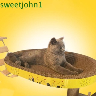 Sweetjohn แผ่นกระดาษลูกฟูก ทรงวงรี ทนต่อการสึกหรอ สําหรับแมว