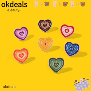 Okdeals เข็มกลัด รูปหัวใจ ไล่โทนสี หลากสี สําหรับเสื้อผ้า กระเป๋า คู่รัก