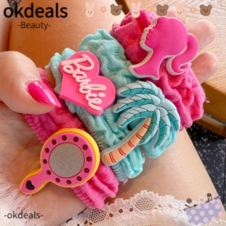 Okdeals ยางรัดผม แบบยืดหยุ่น สีพื้น แฟชั่น สําหรับตุ๊กตาบาร์บี้