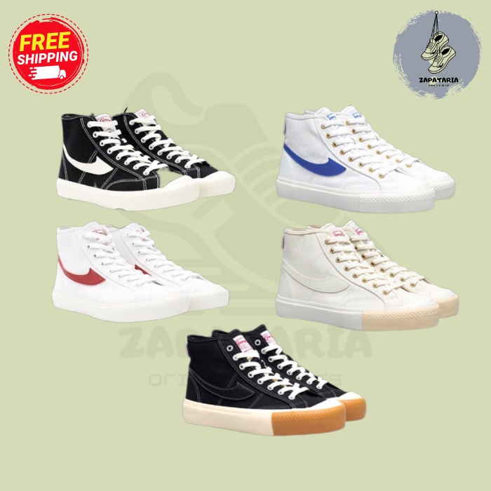Compass Gazelle High Black White / Cream / White Blue / White Red / Black Gum Shoes [ORIGINAL]