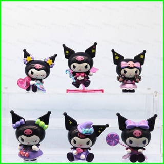 โมเดลฟิกเกอร์ อนิเมะ Sanrio Halloween Kuromi ของเล่นสําหรับเด็ก เก็บสะสม ตกแต่งบ้าน 6 ชิ้น