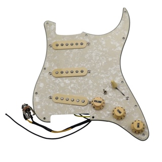 Hs-(พร้อมส่ง) ชุดปิ๊กการ์ดกีตาร์ Alnico 5 Pickups SSS Single Coils Loaded Pickguard สีเหลือง