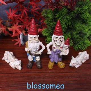 Blossomea รูปปั้นเรซิ่น รูปหัวกะโหลก เอลฟ์ คนแคระ เอลฟ์ ซอมบี้ สําหรับตกแต่งโต๊ะสนามหญ้า