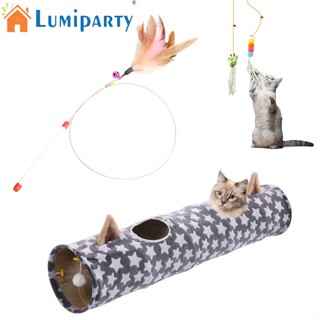 Lumiparty อุโมงค์ตุ๊กตาแมว ทรงตรง ยาว พับได้ พร้อมลูกบอล ของเล่นสําหรับสัตว์เลี้ยง