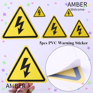 Amber สติกเกอร์ฉลากเตือน กันน้ํา สีเหลือง คุณภาพสูง 3.6 5 8 10 15 ซม. 5 ชิ้น