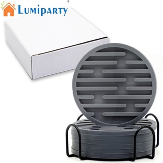 Lumiparty แผ่นรองแก้วซิลิโคน กันลื่น ทนความร้อน พร้อมที่วาง สําหรับโต๊ะกาแฟ 8 ชิ้น