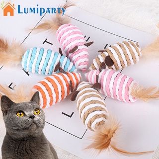 Lumiparty หนูปลอม ประดับขนนก หลากสี ของเล่นบรรเทาความเครียด สําหรับสัตว์เลี้ยง แมว