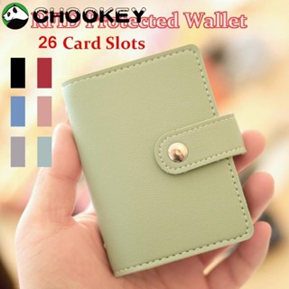 Chookey กระเป๋าสตางค์ กระเป๋าใส่บัตร 26 ช่อง แบบบาง บล็อก RFID สําหรับผู้หญิง ผู้ชาย
