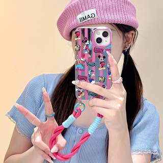 เคสโทรศัพท์มือถือ กันกระแทก ลายมิกกี้เมาส์ พร้อมสายคล้องมือ สําหรับ iPhone 14Pro 13 12 11 Pro Max