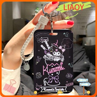 Liaoy ที่ใส่บัตร การ์ตูนน่ารัก สําหรับผู้หญิง รถบัส Kuromi พร้อมสายคล้อง พวงกุญแจ ที่เก็บบัตร