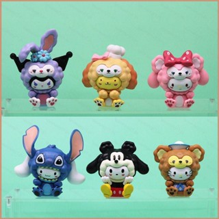 ฟิกเกอร์ตุ๊กตา Sanrio x Disney Cinnamoroll StellaLou Kuromi Linabell Melody ของเล่นสําหรับเด็ก 23 6 ชิ้น