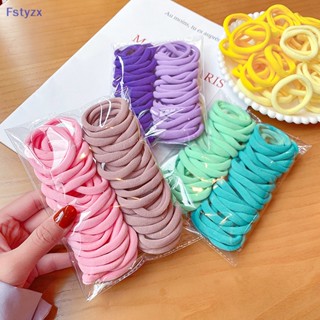 Fstyzx ยางรัดผมหางม้า แบบยืดหยุ่น สีดํา สีขาว สําหรับเด็กผู้หญิง 50 ชิ้น FY