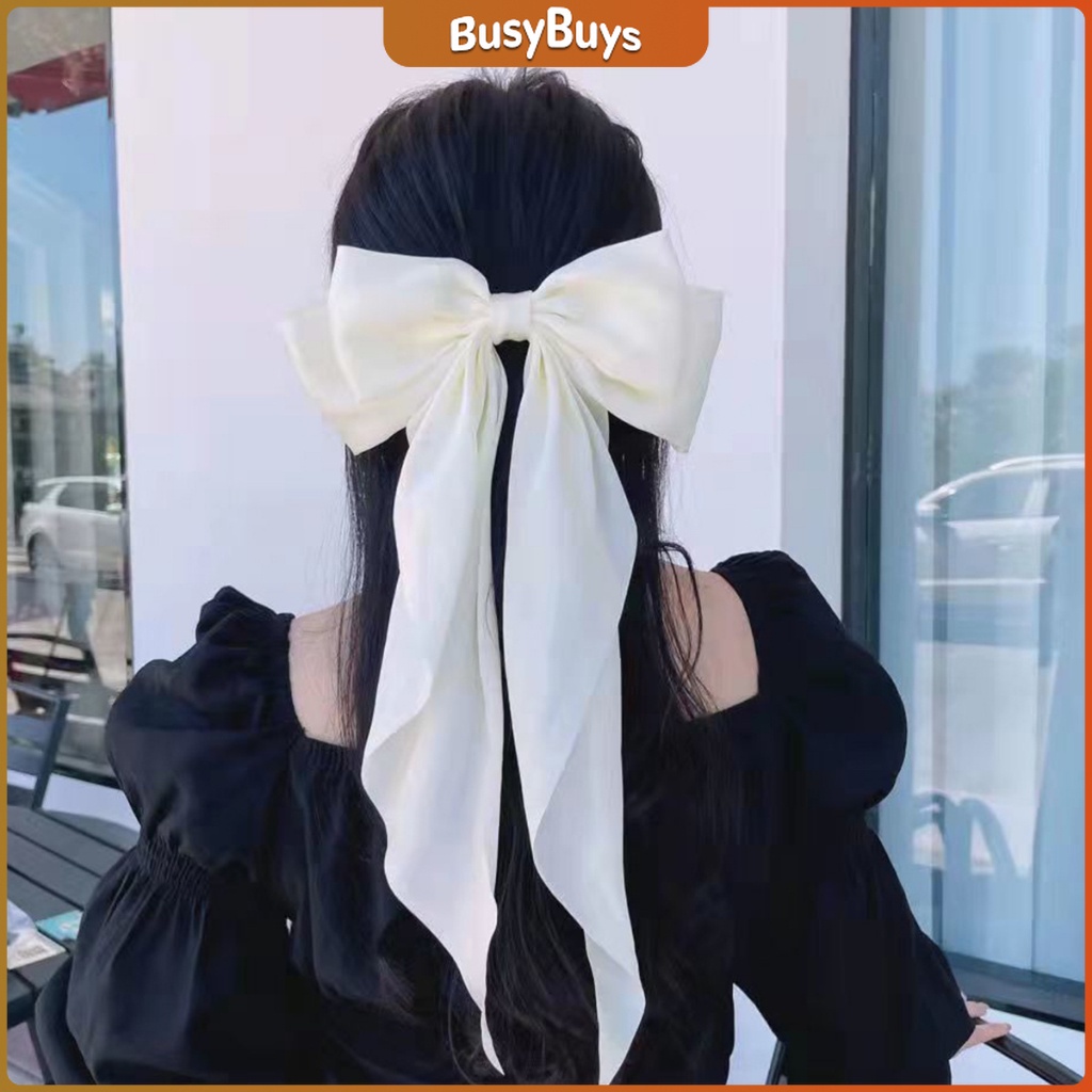 B.B. กิ๊บติดผม ผ้าซาติน ประดับโบว์ ริบบิ้นยาว ขนาดใหญ่ สไตล์เกาหลี วินเทจ สําหรับผู้หญิง Bow hairpin ราคา ถูกที่สุด ดีลบีเคเค แกลเลอรีภาพที่ 5