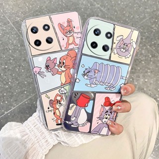 เคสโทรศัพท์มือถือนิ่ม แบบใส ป้องกันเลนส์กล้อง ลายการ์ตูน Tom and Jerry น่ารัก สําหรับ Realme11 Realme C51 C53 Realme 11 Pro 11 Pro+ 4G 5G NFC 2023 Realme11Pro RealmeC51