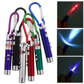 Luc 3 in 1 ไฟฉายเลเซอร์ LED อะลูมิเนียมอัลลอย ตรวจจับสกุลเงิน UV พวงกุญแจ สุ่มสี อเนกประสงค์ 1 ชิ้น