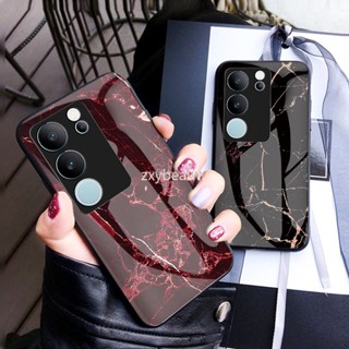 เคสโทรศัพท์มือถือกระจกนิรภัย TPU แบบนิ่ม ลายหินอ่อน หรูหรา สําหรับ Vivo V29 5G 2023 VivoV29 V 29