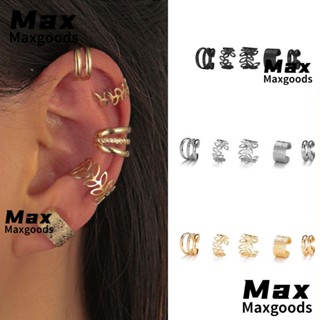 Maxg คลิปหนีบหูปลอม สีทอง แบบไม่ต้องเจาะ 5 ชิ้น ต่อชุด