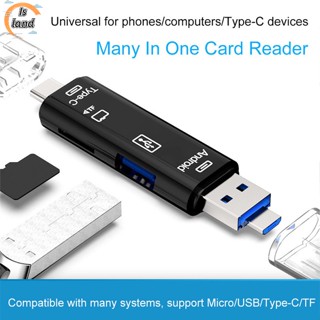 【IS】5 In 1 อะแดปเตอร์การ์ดรีดเดอร์ USB 2.0 Type C USB Micro USB SD TF OTG