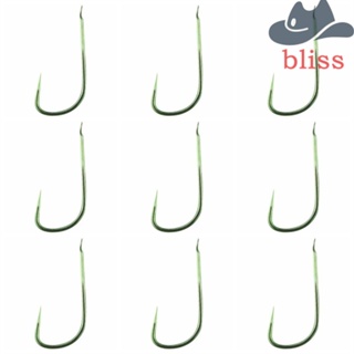 Bliss ตะขอตกปลา ด้ามจับยาว ขนาดเล็ก สีเขียว ไม่มีหนาม 50 ชิ้น