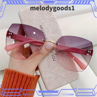 Melodygoods1 แว่นตากันแดด ไร้ขอบ แฟชั่น UV400 สําหรับผู้หญิง