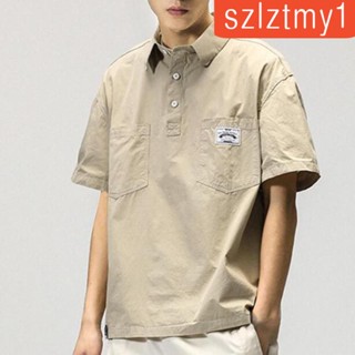 [szlztmy1] เสื้อยืดแขนสั้น แบบสวมหัว สําหรับผู้ชาย ตั้งแคมป์