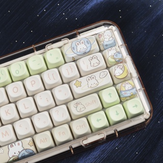 Space Rabbit Keycaps ปุ่มกดคีย์บอร์ด ลายกระต่ายอวกาศ MOA สําหรับคีย์บอร์ดเมคคานิคอล พร้อมรูปแบบ ANSI Mx Switch Mechanical