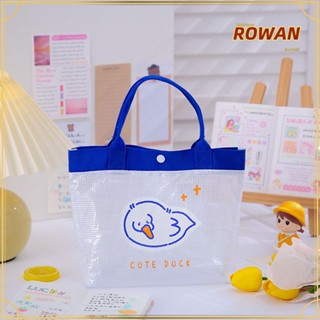 Rowans กระเป๋าถือ กระเป๋าช้อปปิ้ง อเนกประสงค์ พับได้ ทนทาน สีฟ้า