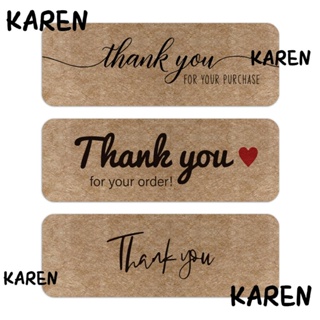 Karen สติกเกอร์ฉลาก Thank You For Your Order ทรงสี่เหลี่ยมผืนผ้า แฮนด์เมด สําหรับตกแต่งเครื่องเขียน 120 ชิ้น ต่อม้วน