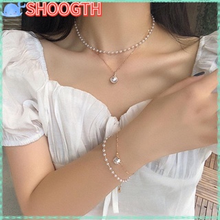 Shoogth สร้อยข้อมือโช้กเกอร์ ประดับไข่มุก สไตล์เรโทร แฟชั่นสําหรับผู้หญิง