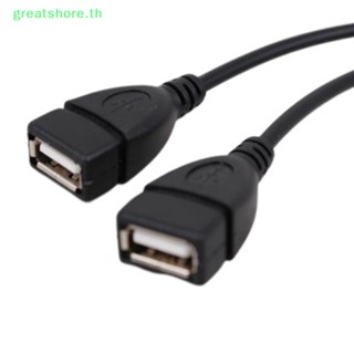 Greatshore 2 In 1 สายเคเบิลต่อขยาย USB 2.0 ตัวเมีย เป็นตัวผู้ USB คู่ สําหรับฮาร์ดดิสก์ การ์ดเครือข่าย เชื่อมต่อ TH